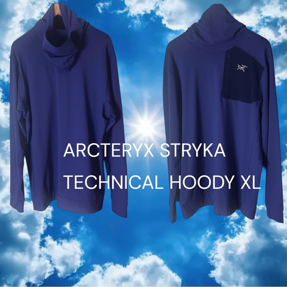 ARCTERYX STRYKA BALACLAVA PULLOVER XL SQUID INK BLUE ZIP CHEST POCKET HOODY NWOT - Picture 14 of 14